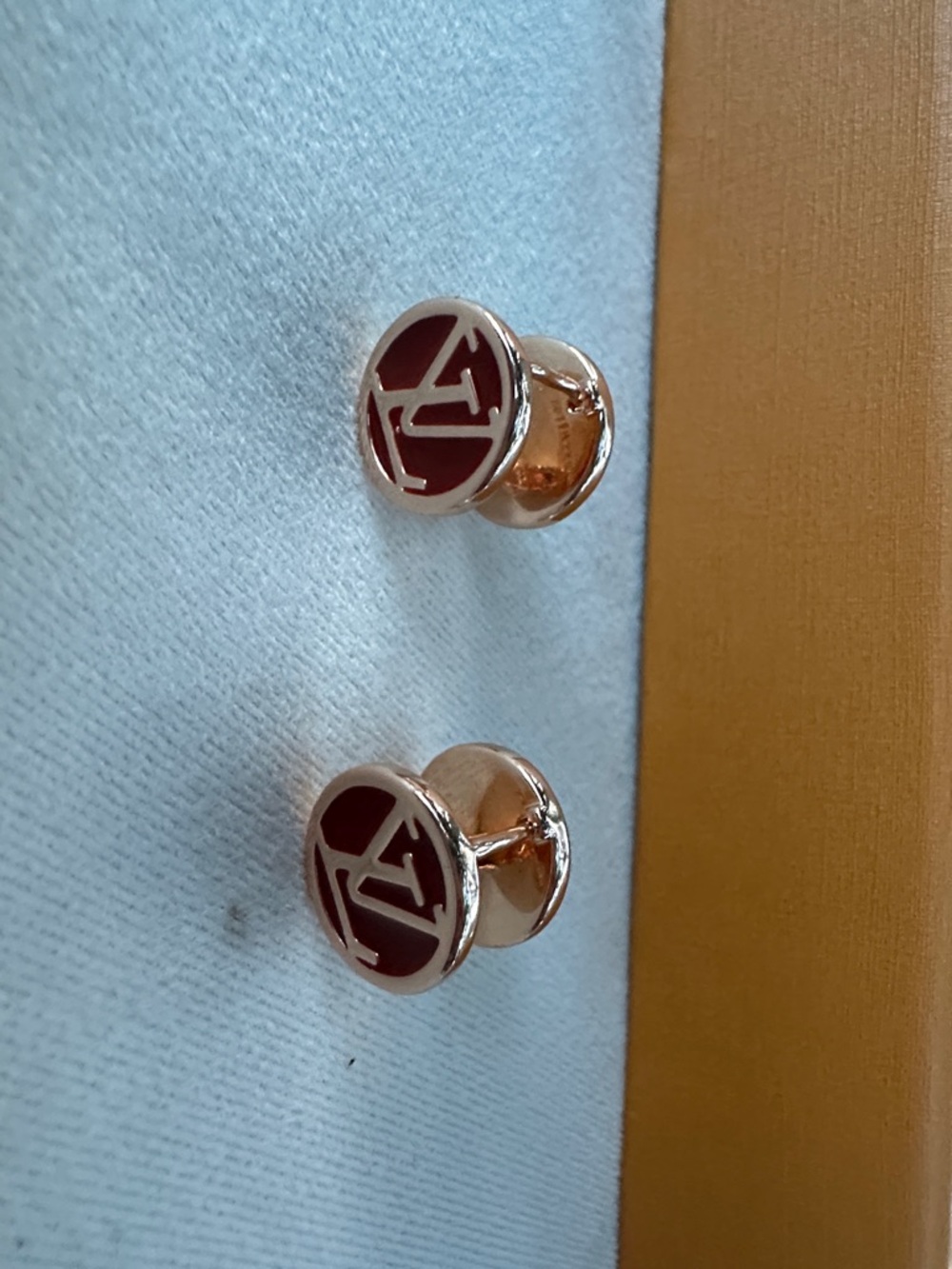 Louis Vuitton Rose Gold Bracelet and Red Logo Earrings Set - Picture 11 of 12